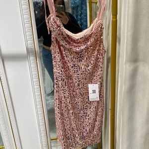 MINI SEQUIN PINK DRESS MEDIUM